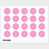 Sticker Rond Diamant Floral Monogramme Mariage rose (Feuille)