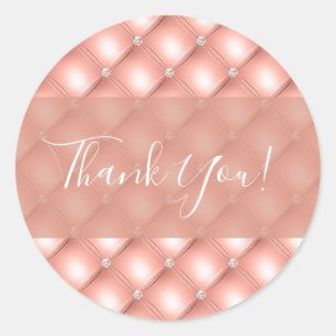 Sticker Rond Diamant matelassé rose or rose pailleté Luxe