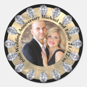 Sticker Rond DIAMANT PHOTO DU 60e ANNIVERSAIRE DU Mariage