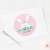 Sticker Rond Diamant rose Baby shower floral lapin (Enveloppe)