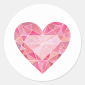 Sticker Rond Diamant rose Gem Heart Glam Diamond Love (Devant)