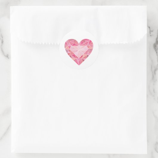 Sticker Rond Diamant rose Gem Heart Glam Diamond Love (Sac)