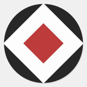 Sticker Rond Diamant rouge, bordure blanche et audacieuse sur n