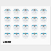 Sticker Rond Diamante Snowflake & Blue Ribbon Mariage d'hiver (Feuille)