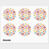 Sticker Rond Diamants colorés ikat géométrique (Feuille)
