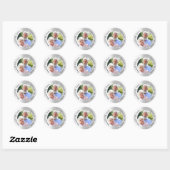 Sticker Rond Diamants de photo argent 25e anniversaire de maria (Feuille)