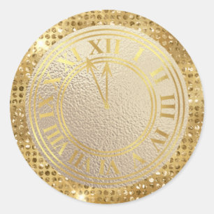 Sticker Rond Diamants dorés Presque minuit Horloge