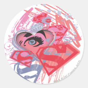 Sticker Rond Diamants et lèvres Supergirl