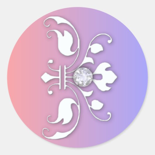 Sticker Rond Diamants et Mariage d'élégance blanche (Devant)