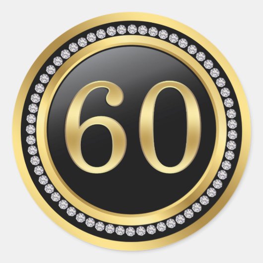Sticker Rond Diamants imprimés 60e anniversaire du Mariage (Devant)