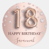 Sticker Rond diamants rose or rose 18e anniversaire (Devant)