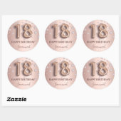Sticker Rond diamants rose or rose 18e anniversaire (Feuille)
