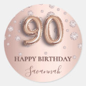 Sticker Rond diamants rose or rose 90e anniversaire (Devant)