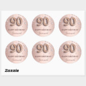 Sticker Rond diamants rose or rose 90e anniversaire (Feuille)