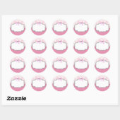 Sticker Rond Diamants roses et perles Damas Invitation (Feuille)