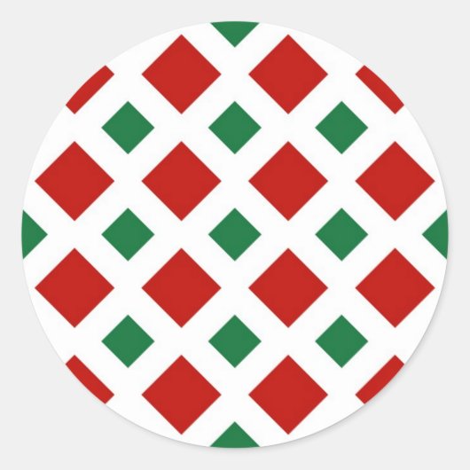 Sticker Rond Diamants rouges et verts sur blanc (Devant)