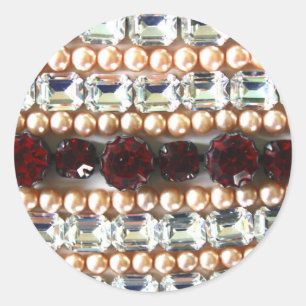 Sticker Rond Diamants strass perles rubis bijoux vintages