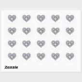 Sticker Rond Diamants sur Gemmes de Coeur Noir (Feuille)