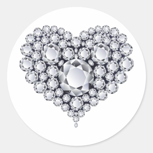 Sticker Rond Diamants sur Gemmes de Coeur Noir (Devant)