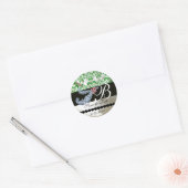 STICKER ROND DIAMOND FEATHERS WHTE GREEN SILK DAMASK MONOGRAM (Enveloppe)