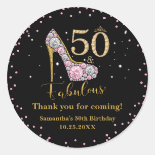Sticker Rond Diamond Parties scintillant Cinquante et fabuleux 