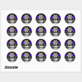 STICKER ROND DIAMOND STARS BLACK WHITE BLUE RIBBON MONOGRAM (Feuille)