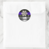 STICKER ROND DIAMOND STARS BLACK WHITE BLUE RIBBON MONOGRAM (Sac)