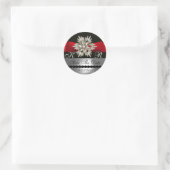 STICKER ROND DIAMOND STARS BLACK WHITE RED RIBBON MONOGRAM (Sac)