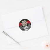 STICKER ROND DIAMOND STARS BLACK WHITE RED RIBBON MONOGRAM (Enveloppe)