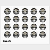 STICKER ROND DIAMOND STARS NOIR BLANC RIBBON MONOGRAM (Feuille)