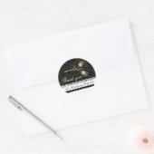 Sticker Rond DIAMOND TULIPS BLACK WHITE DAMASK, Merci Favoriser (Enveloppe)