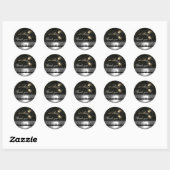 Sticker Rond DIAMOND TULIPS BLACK WHITE GRAY DAMASK, Merci (Feuille)