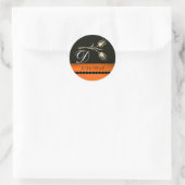 STICKER ROND DIAMOND TULIPS BLACK WHITE ORANGE MONOGRAM (Sac)