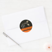 STICKER ROND DIAMOND TULIPS BLACK WHITE ORANGE MONOGRAM (Enveloppe)