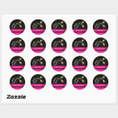 STICKER ROND DIAMOND TULIPS NOIR ROSE ROSE ROSE MONOGRAMME (Feuille)