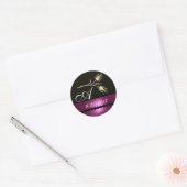 STICKER ROND DIAMOND TULIPS NOIR ROSE ROSE ROSE MONOGRAMME (Enveloppe)