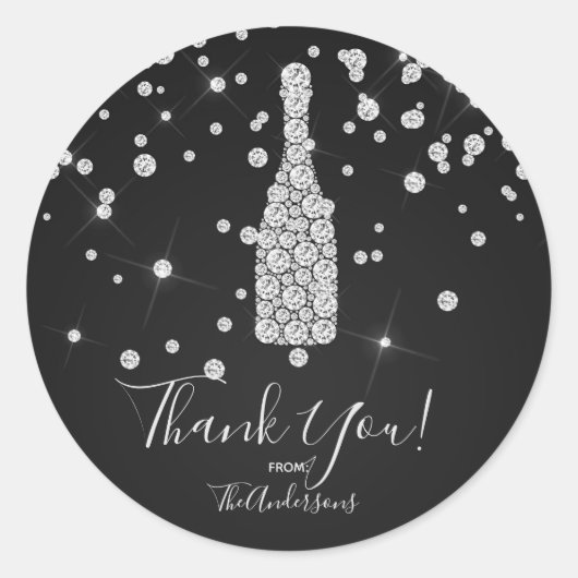 Sticker Rond Diamonds Champagne Toast Celebration Élégante Fave (Devant)