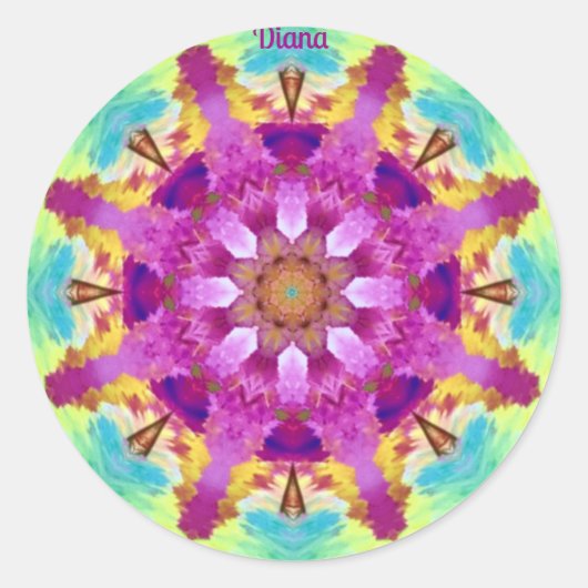 STICKER ROND DIANA ~ KALEIDOSCOPE ABSTRAIT CLAIR ~ (Devant)