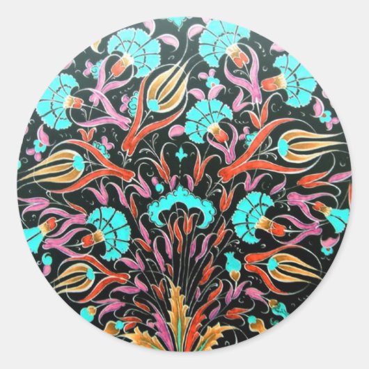 Sticker Rond Dianthus et Tulip Motif historique - Tile Art (Devant)