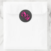 Sticker Rond Dice de casino rose chaud (Sac)