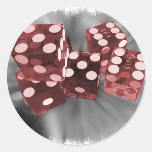 Sticker Rond Dice Red High Roller Las Vegas (Devant)