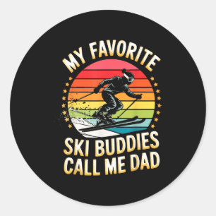 Sticker Rond dicton de papa vintage hiver disant favoris amis d