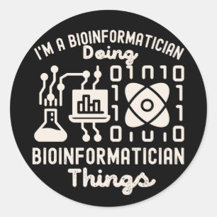 Sticker Rond Dictons de bioinformatique, Phd en bioinformatique