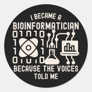 Sticker Rond Dictons de bioinformatique, Phd en bioinformatique