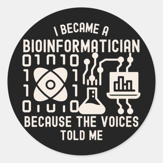 Sticker Rond Dictons de bioinformatique, Phd en bioinformatique (Devant)