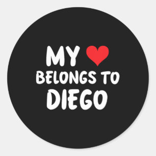 Sticker Rond Diego - Mon cœur appartient à Diego - Amour