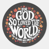 Sticker Rond Dieu aima tant le monde (Devant)