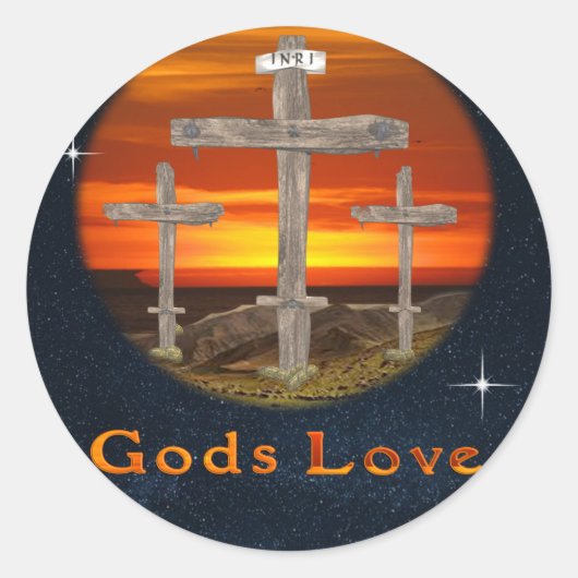 Sticker Rond Dieu aime (Devant)