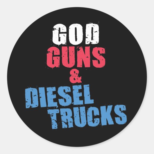 Sticker Rond Dieu Armes Et Camions Diesel (Devant)