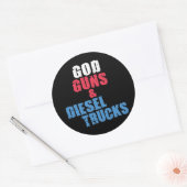 Sticker Rond Dieu Armes Et Camions Diesel (Enveloppe)